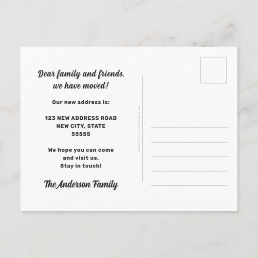 レトロの新しいアドレスピンクの日が差すこと移動 ポストカード (裏面)