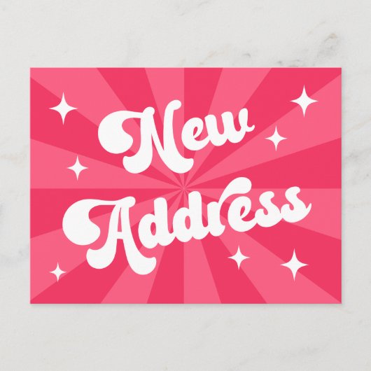 レトロの新しいアドレスピンクの日が差すこと移動 ポストカード (正面)