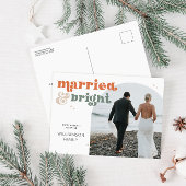 レトロの新しいアーチフォト結婚した&ブライト シーズンポストカード