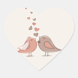 レトロの新郎新婦の鳥のギフト ハートシール