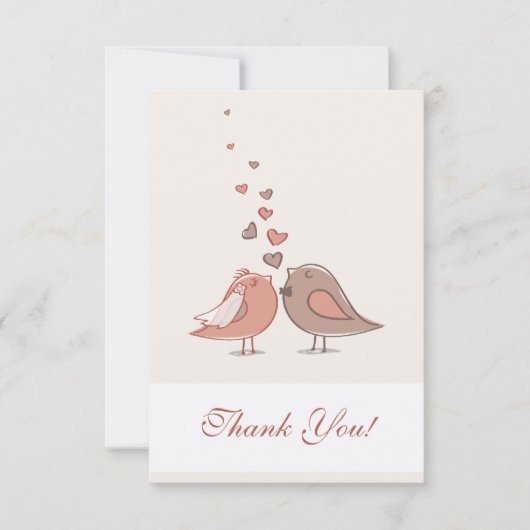 レトロの新郎新婦の鳥は感謝していしています サンキューカード (正面)