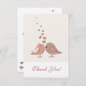 レトロの新郎新婦の鳥は感謝していしています サンキューカード (正面/裏面)