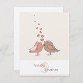 レトロの新郎新婦の鳥 招待状 (正面/裏面)