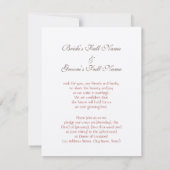 レトロの新郎新婦の鳥 招待状 (裏面)