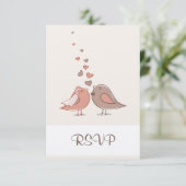 レトロの新郎新婦の鳥RSVP 出欠カード (スタンド正面)