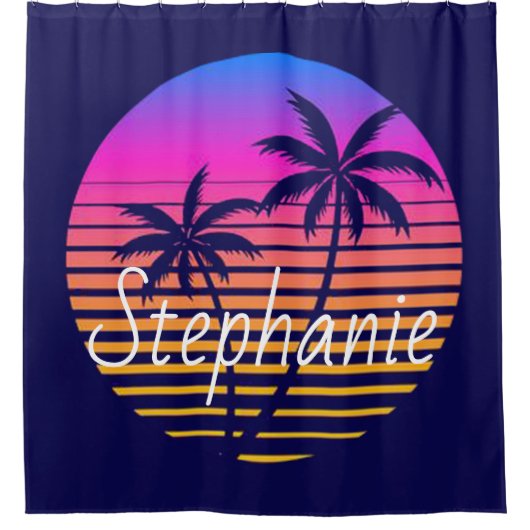 レトロの日パーソナライズされた没 シャワーカーテン (正面)