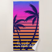 レトロの日パーソナライズされた没 ビーチタオル (正面)