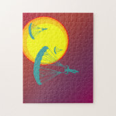 レトロの日没のskydivers ジグソーパズル (縦)