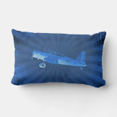 レトロの旧式な戦闘機の飛行機の青い腰神経の多 ランバークッション (裏面)