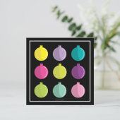 レトロの明るいオーナメントのカラフルな休日のパーティ 招待状 (スタンド正面)