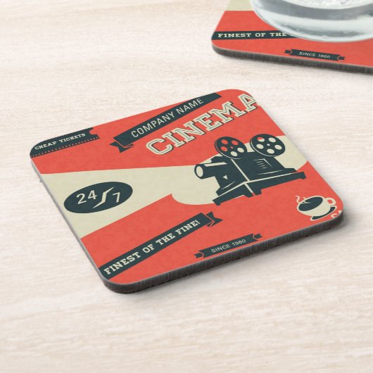 レトロの映画のポスターの飲み物用コースター コースター (左側)