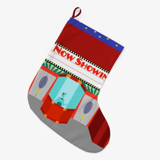 レトロの映画館のクリスマスのストッキング ラージクリスマスストッキング (正面 (吊り時))