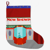 レトロの映画館のクリスマスのストッキング ラージクリスマスストッキング (正面)