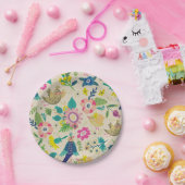 レトロの春の花の紙皿 ペーパープレート (パーティー)