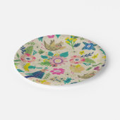 レトロの春の花の紙皿 ペーパープレート (アングル)