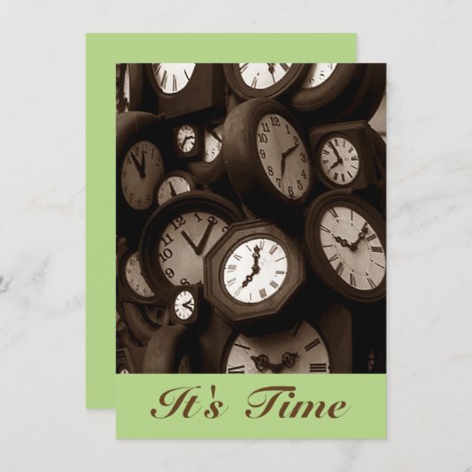 レトロの時計それは時間Gr8のメモの発表です 案内状 (正面/裏面)