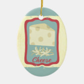 レトロの朝食のスイスチーズのクリスマスのオーナメント セラミックオーナメント (正面)