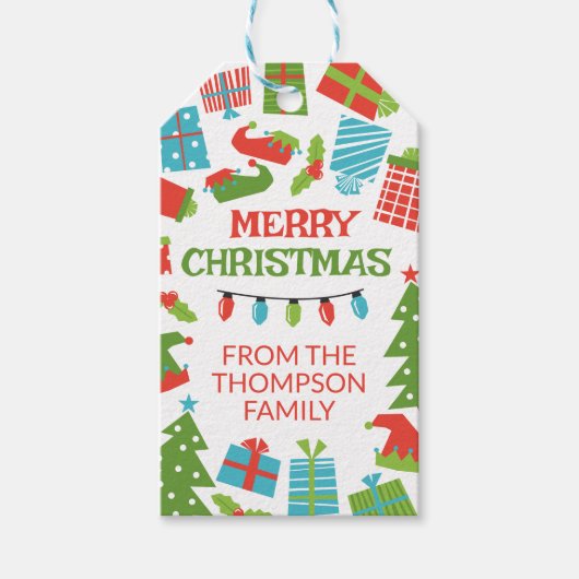 レトロの木お洒落とギフトクリスマスメリークリスマス ギフトタグ (正面)