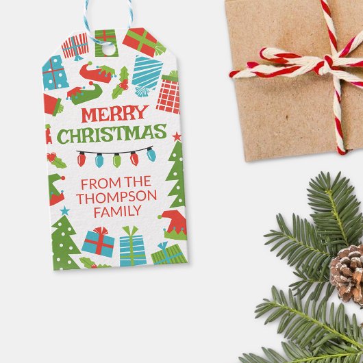 レトロの木お洒落とギフトクリスマスメリークリスマス ギフトタグ