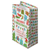 レトロの木お洒落とギフトクリスマスメリークリスマス スモールペーパーバッグ (正面アングル)