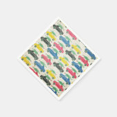 レトロの木が上に並ぶクリスマスカー スタンダードカクテルナプキン (角)