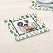 レトロの木 スクエアペーパーコースター (アングル)