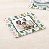 レトロの木 スクエアペーパーコースター (アングル)