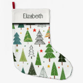 レトロの木 ラージクリスマスストッキング (正面)