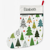 レトロの木 ラージクリスマスストッキング (裏面)