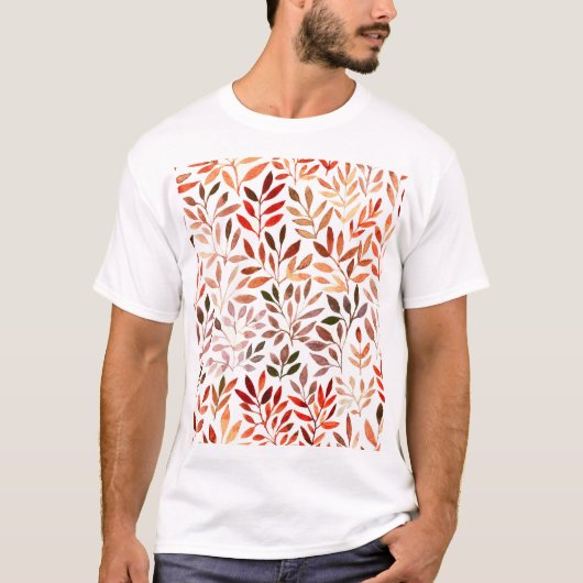 レトロの木、水の色のシームレスなパターン。 Tシャツ (正面)