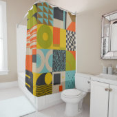 レトロの未来:抽象芸術パステルのアートワーク。 シャワーカーテン (インサイチュ)