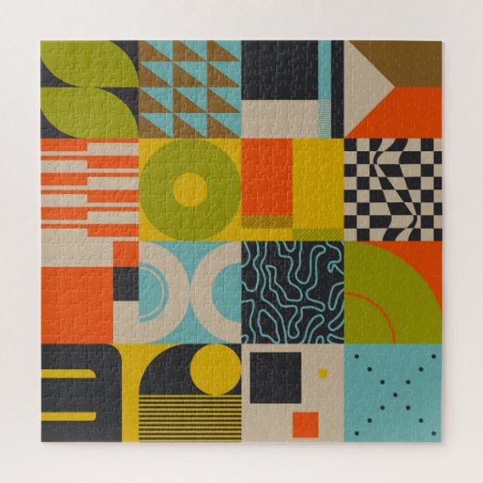 レトロの未来:抽象芸術パステルのアートワーク。 ジグソーパズル (縦)