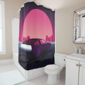 レトロの未来。80年代のスタイルSFバックグラウンド（スープ搭載） シャワーカーテン (インサイチュ)