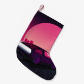 レトロの未来。80年代のスタイルSFバックグラウンド(スープ搭載) スモールクリスマスストッキング (正面 (吊り時))