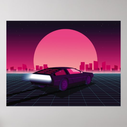 レトロの未来sup搭載80sスタイルSFバックグラウンド ポスター (正面)