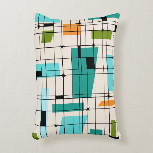レトロの格子及びスターバストのアクセントの枕 アクセントクッション (正面(垂直))