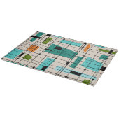 レトロの格子及びスターバストのガラスまな板 カッティングボード (角)