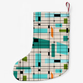 レトロの格子及びスターバストのクリスマスのストッキング スモールクリスマスストッキング (裏面)