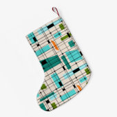 レトロの格子及びスターバストのクリスマスのストッキング スモールクリスマスストッキング (裏面 (吊り時))