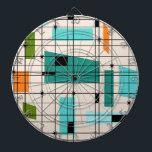 レトロの格子及びスターバストの投げ矢板 ダーツボード<br><div class="desc">このレトロの格子およびスターバストの投げ矢板はヴィンテージのスタイルがモダンな日に会うところにです。 それはティール（緑がかった色）、ターコイズ、この淡いブルー、オレンジ、およびアボカドの緑の正常の正方形そして長方形を離れて安っぽいのクリームによって着色される背景を、特色にします。 色のお洒落なブロックは格子交差のいくつかに働きます覆われます。 また格子図形を形作る黒い縦線および横線との黒い長方形があります。 色のこの世紀半ばのモダンなタペストリー中散発的に置かれる黒いスターバストのデザインおよび正方形。  あなたのゴーゴー・ブーツおよび鐘底をつかみ、60年代にこの時代遅れを楽しんで下さい。</div>