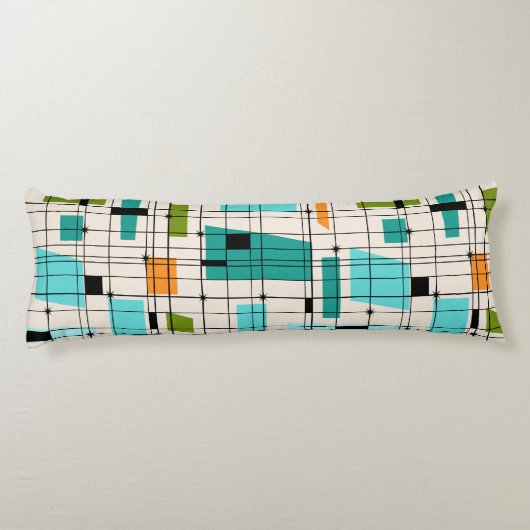 レトロの格子及びスターバストの抱き枕 ボディピロー (裏面)