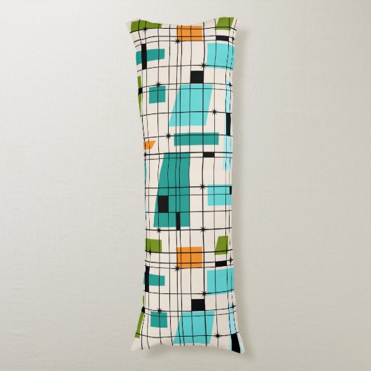 レトロの格子及びスターバストの抱き枕 ボディピロー (正面縦)