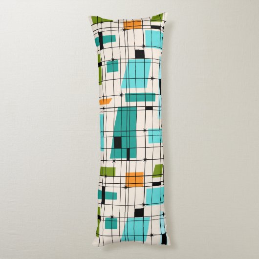 レトロの格子及びスターバストの抱き枕 ボディピロー (裏面 (縦))