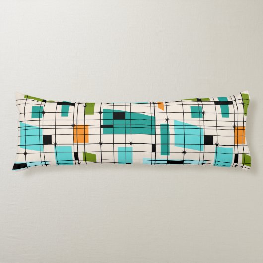 レトロの格子及びスターバストの抱き枕 ボディピロー (正面)