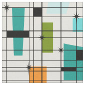 レトロの格子及びスターバストの生地 ファブリック (クローズアップ)