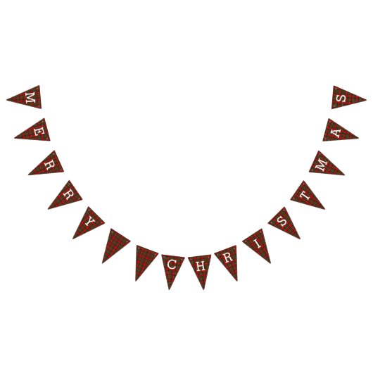 レトロの格子縞のメリークリスマス バンティングフラッグ (全)