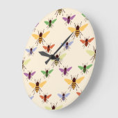 レトロの森林虹の蜂の《昆虫》マルハナバチパターン ラージ壁時計 (傾斜)