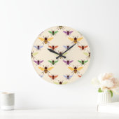 レトロの森林虹の蜂の《昆虫》マルハナバチパターン ラージ壁時計 (ホーム)