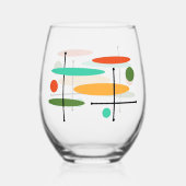 レトロの楕円と線分 ステムなしワイングラス (裏面)