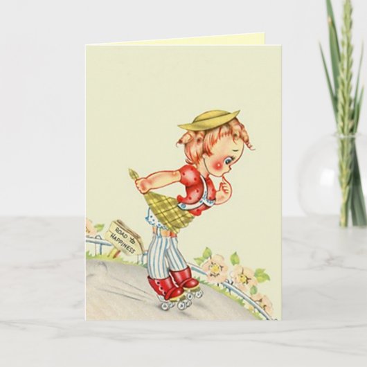 レトロの極端はローラーのスケート選手の急な丘を遊ばします カード (正面)